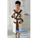 Детский халат для мальчика (белый с коричневым)